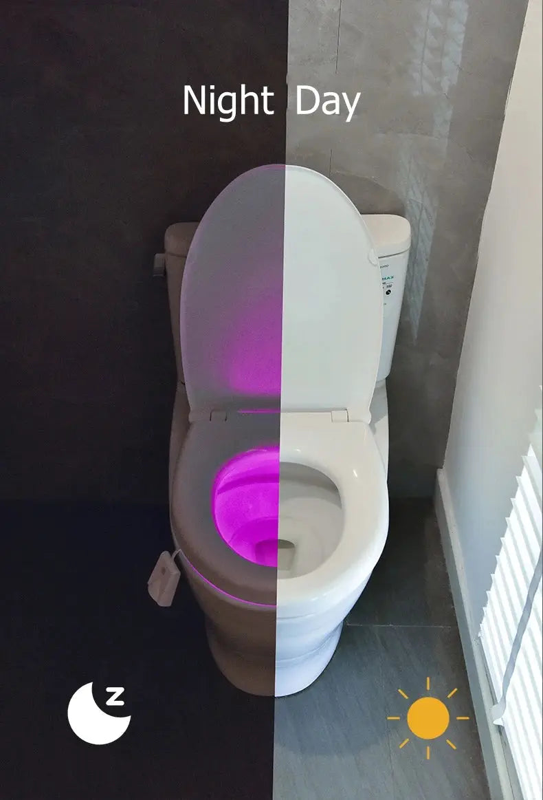 Toilet night light by Simples Market with motion sensor and purple glow