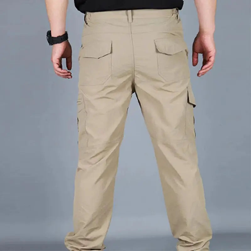 Simples Market military tactical cargo pants for men, beige waterproof outdoor work trousers