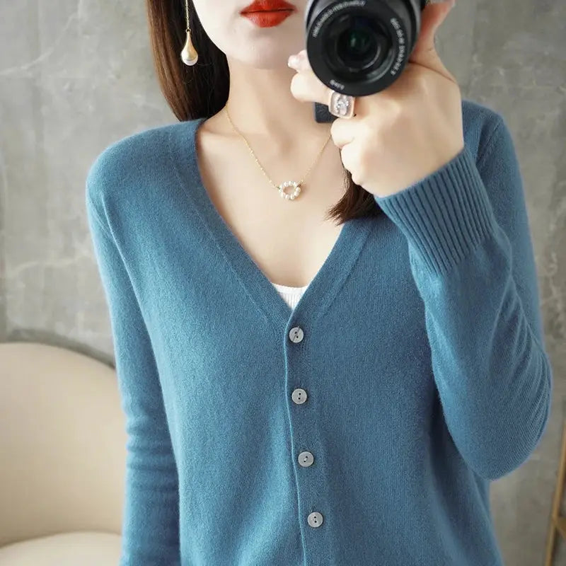 Zhi D035 V Neck Loose Knit Cardigan For Women Warmth And Daily Comfort For Autumn And Winter