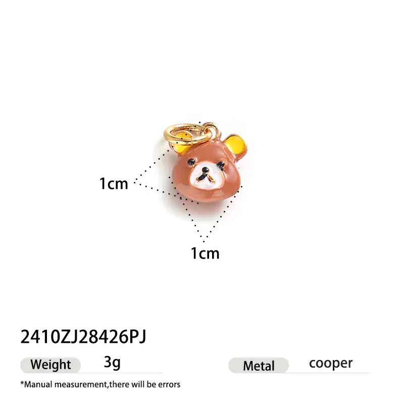 Simples Market single hoop earring with brown bear pendant, yellow ears, gold-tone hoop