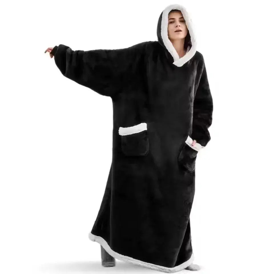 CozyCloud Super Long Wearable Fleece Blanket Hoodie 150cm For Women And Men Cold Proof Winter Comfort