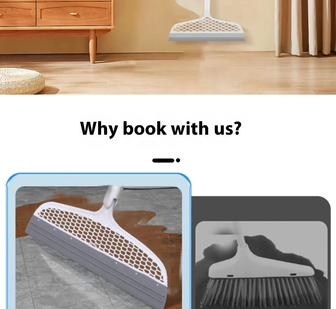 Silicone scraper broom squeegee by Simples Market for bathroom floors and windows, white/gray, 1pc