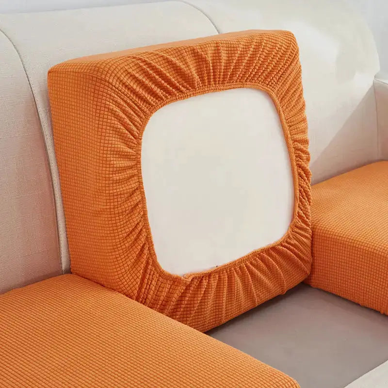 Sofa seat cushion cover, orange stretch washable slipcover by Simples Market