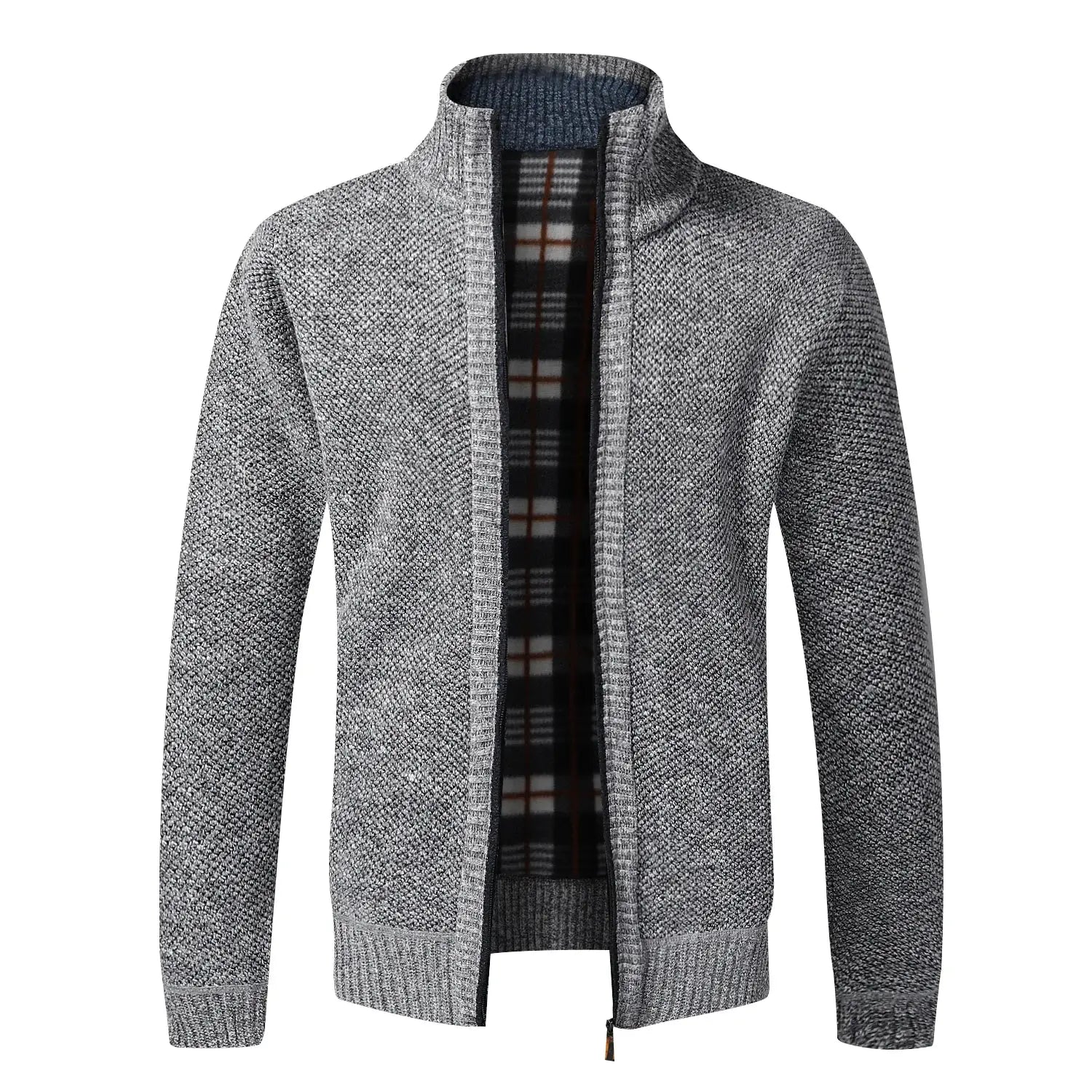 Autumn Winter Warm Cardigan For Men Fleece Full Zip Jacket Slim Fit Luxury Knitted Sweater Coat American Jersey