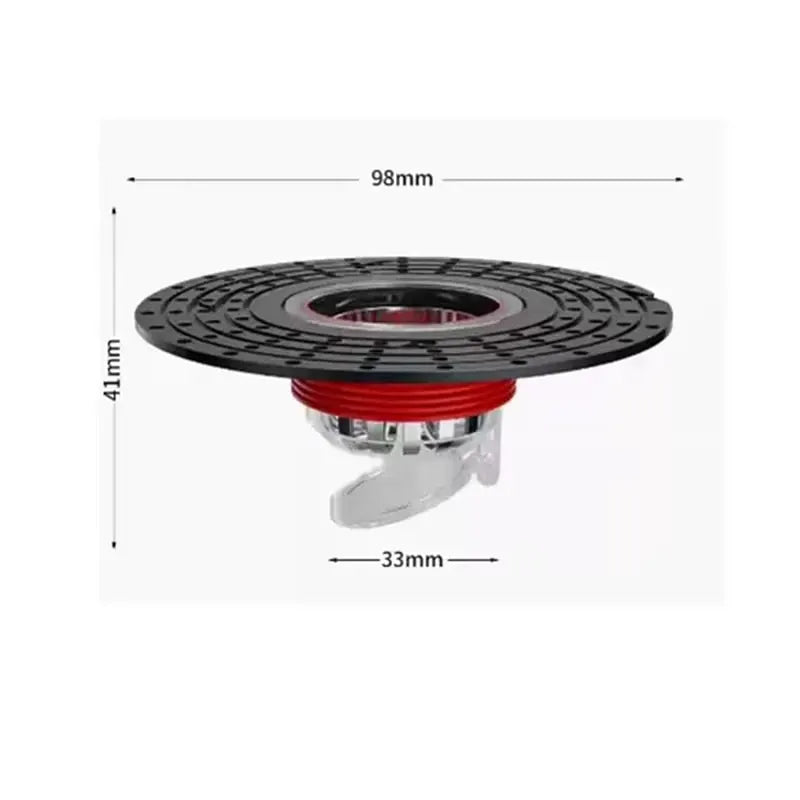 Floor drain core shower strainer ABS by Simples Market, black lid with red gasket, 98mm diameter.