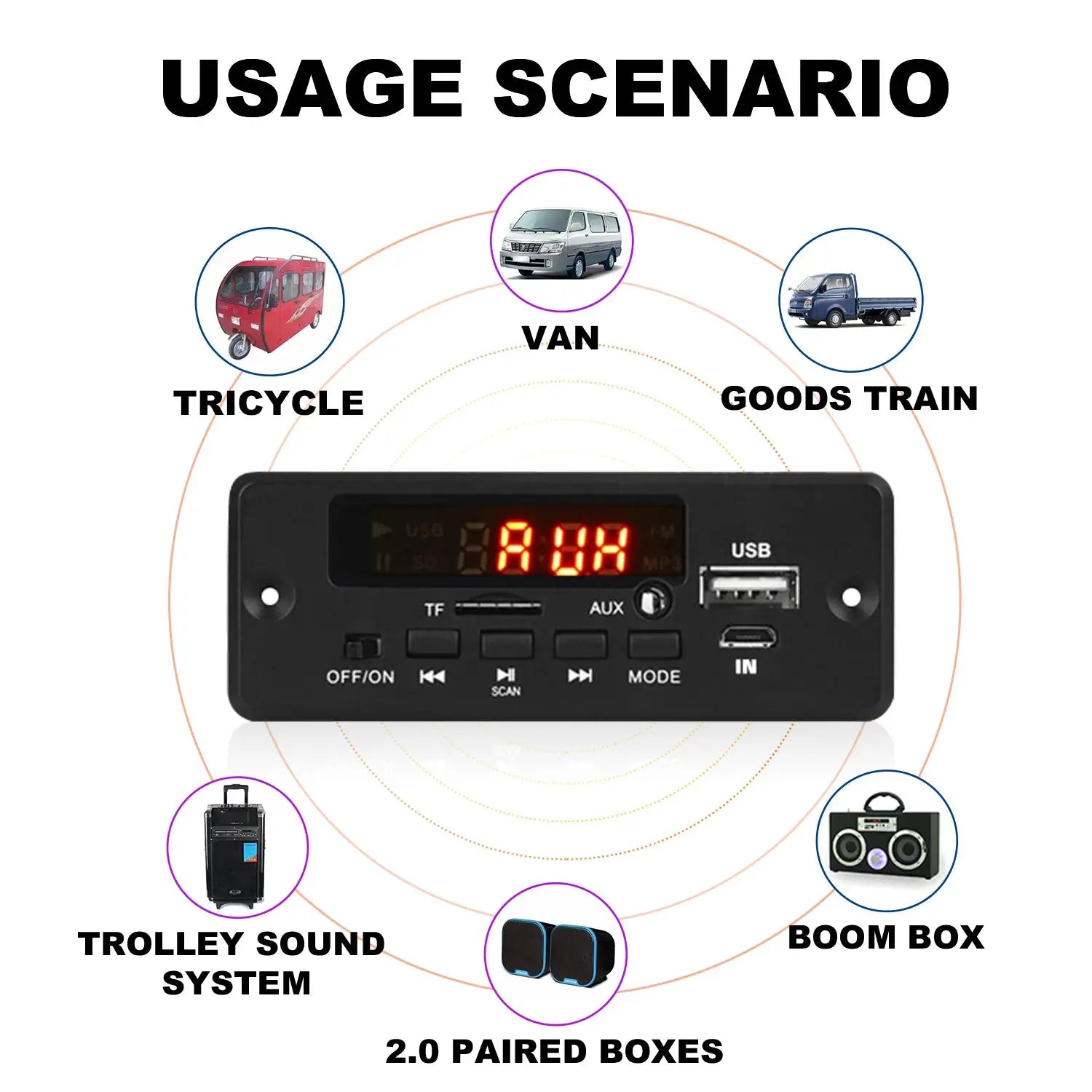 50W Bluetooth 5.0 MP3 Decoder Board For Speaker With USB TF Card FM Radio Module Handsfree Voice Recording
