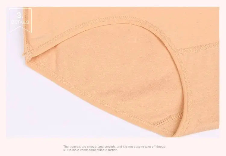 Simples Market 4Pcs high-waist cotton panties for women, peach color, body-slim shaping briefs.