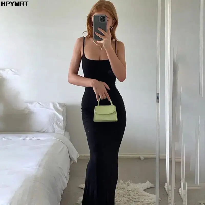 LuxeSilk Satin Slip Maxi Dress Sleeveless Backless Bodycon Elegant Party Ready Y2K Revival