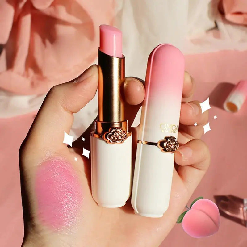 Peach Color Change Jelly Lipstick Moisturizing Lip Balm Non Sticky Cup Warm Temperature Activated Shade