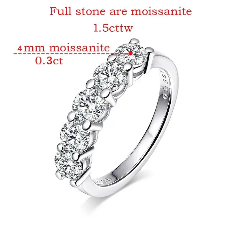 White Gold D Color 4mm Moissanite Ring For Women 1.5CT Stone Wedding Band GRA Certified S925 Sterling Silver