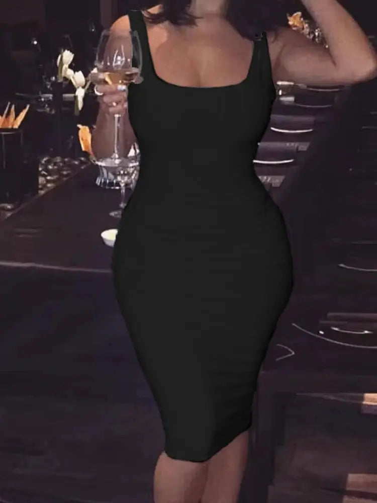 2024 Summer Plus Size Tank Top Dress Sleeveless Mini Solid Color