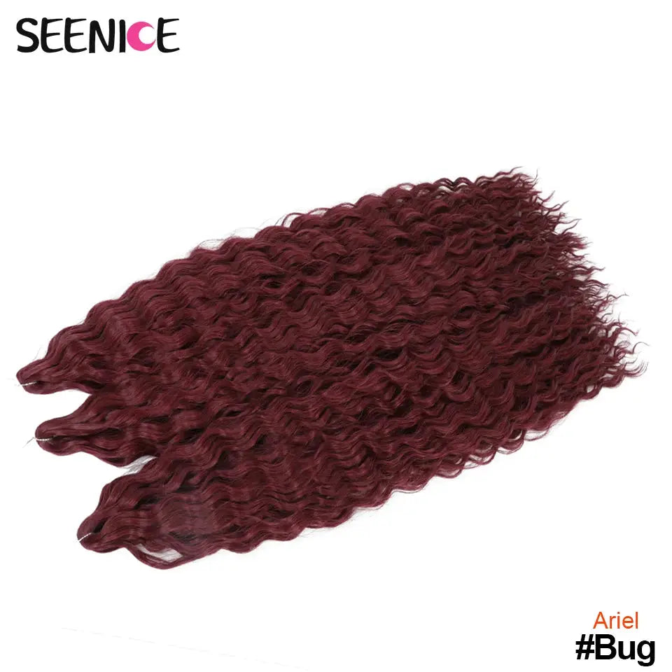Ariel Curl Crochet Hair by Simples Market, burgundy ombre 22in synthetic water-wave braids, 4 bundles