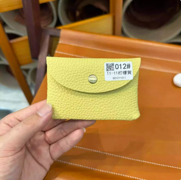 Card holder Simples Market yellow genuine leather with snap flap