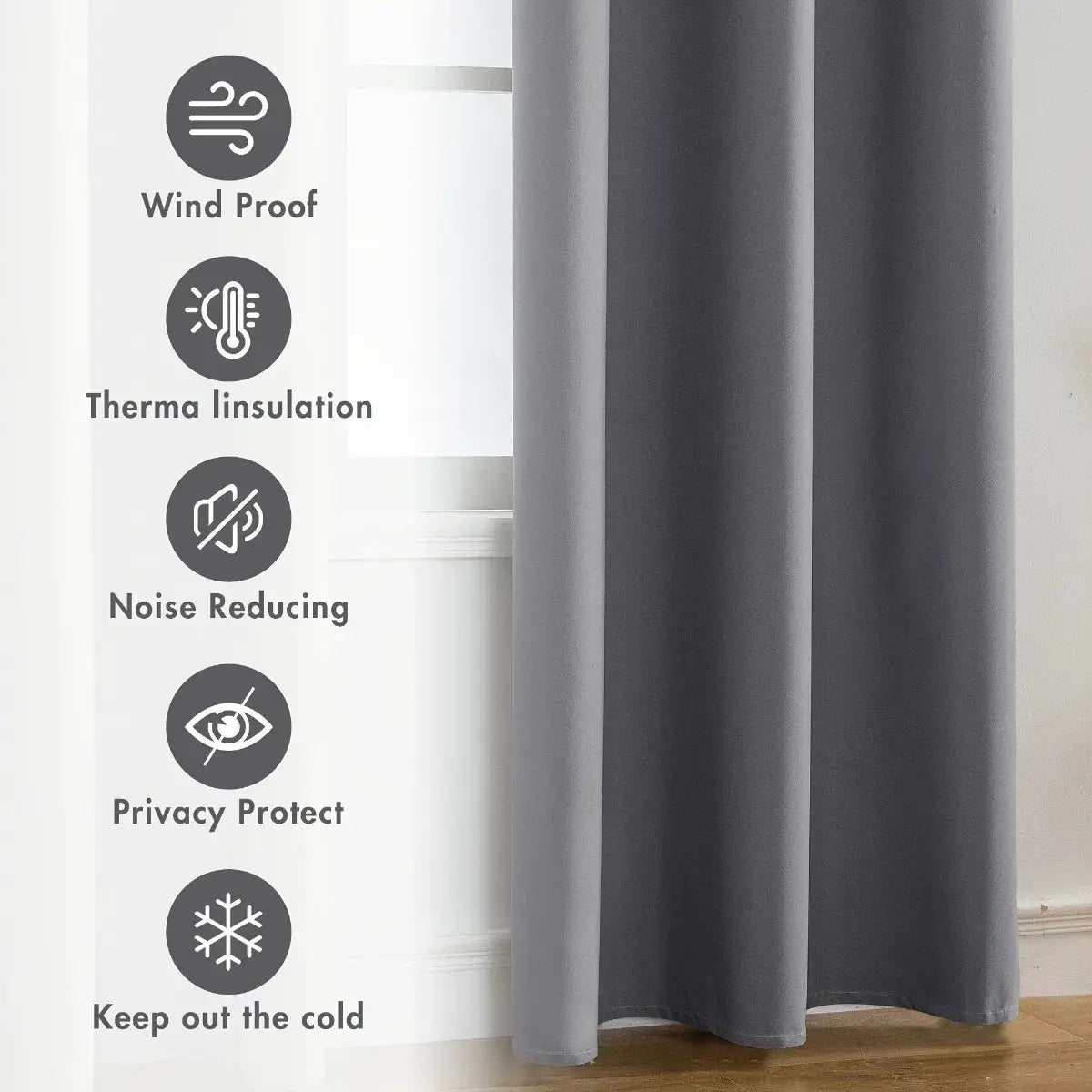 Set of 2 100 Percent Blackout Curtains With Coated Lining for Bedroom, Living Room, Dining Room and Bathroom - Simples Market
