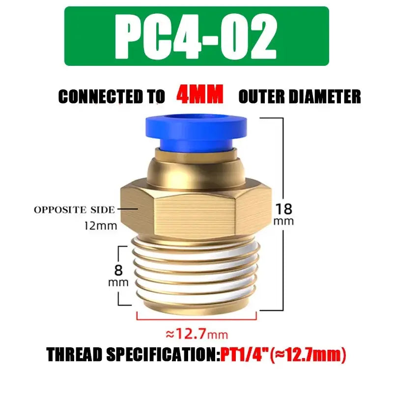 Pneumatic Fitting Air Connector Set PC4 PC6 PC8 PC10 PC12 Quick Connectors For 4 6 8 10 12 Mm Hose Fittings Inch Thread