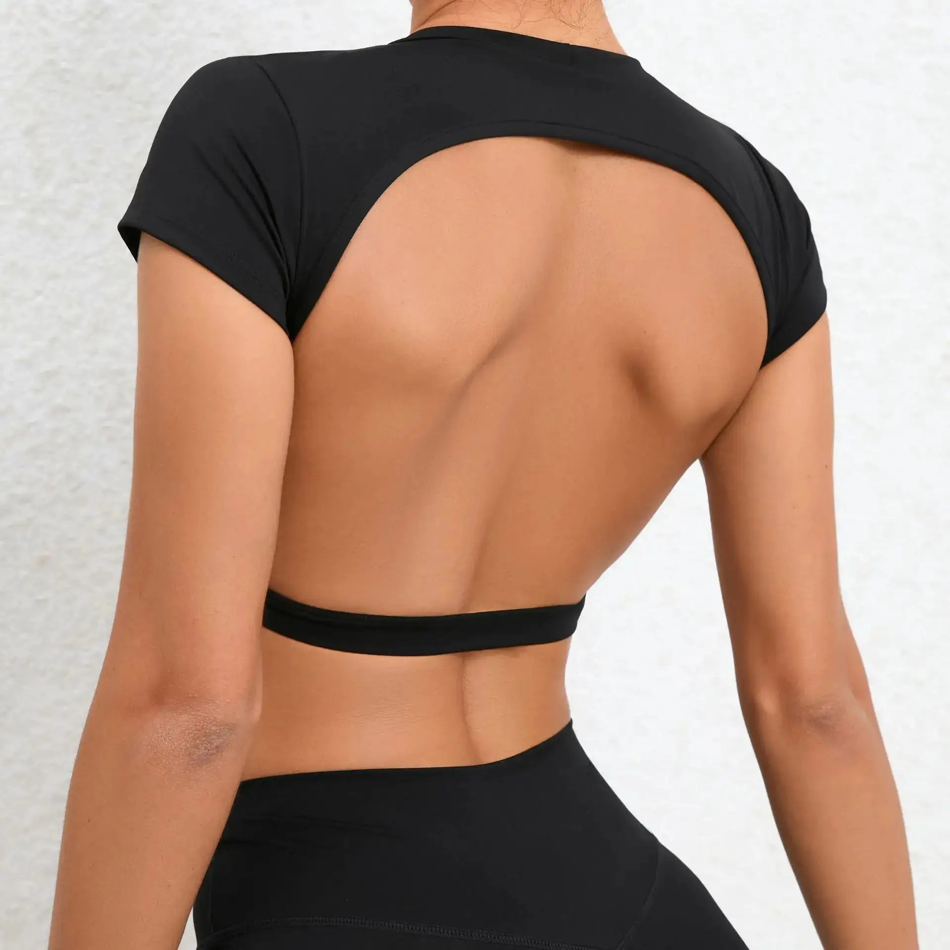 Hearuisavy Sports Shirts Breathable Backless Yoga Top For Women With Nylon Spandex Comfort For Workout And Fitness