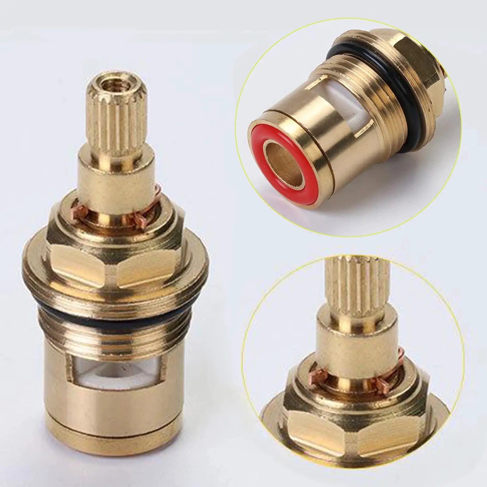 2pc universal brass tap valves with ceramic disc cartridge for bathroom faucets, Simples Market, CW/CCW