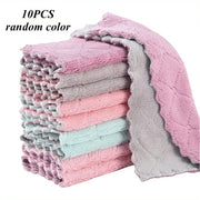 SmartClean 10 Pack Microfiber Kitchen Towels And Dishcloths Set Compact Absorbent Rags In Assorted Colors