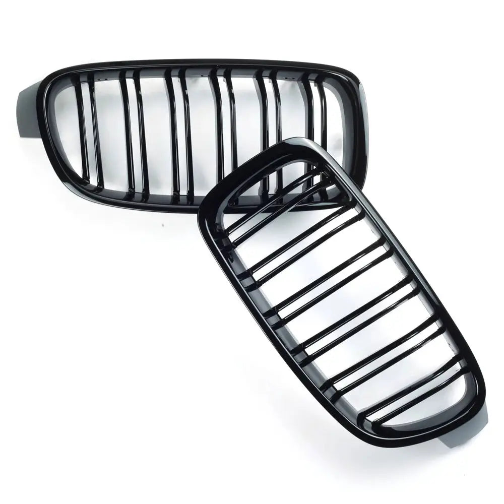 BMW 3 Series kidney grille pair in gloss black, Simples Market front bumper racing grills