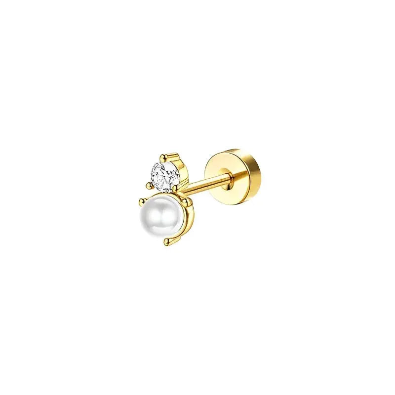 Bobisty 1pc Surgical Stainless Steel Earrings Dainty Flat Back Stud Hoop Cartilage For Sensitive Ears Women