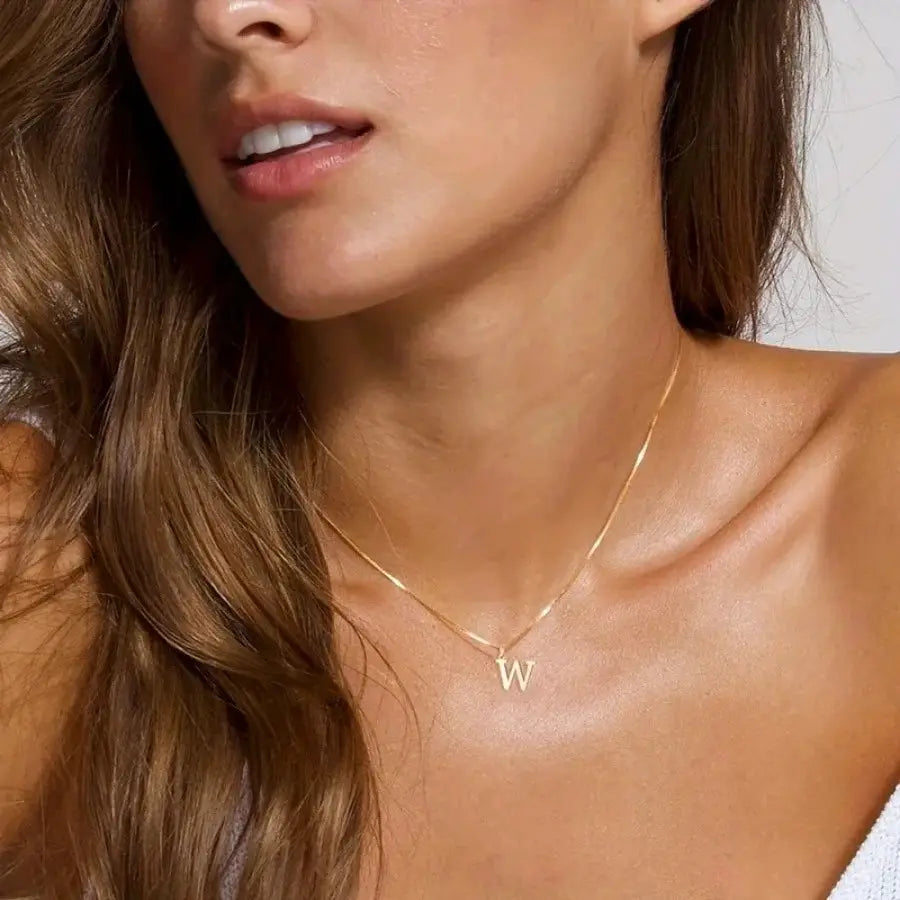 A Z Initial Necklace 18K Gold Plated Stainless Steel Letter Necklace for Women Personalized Gift