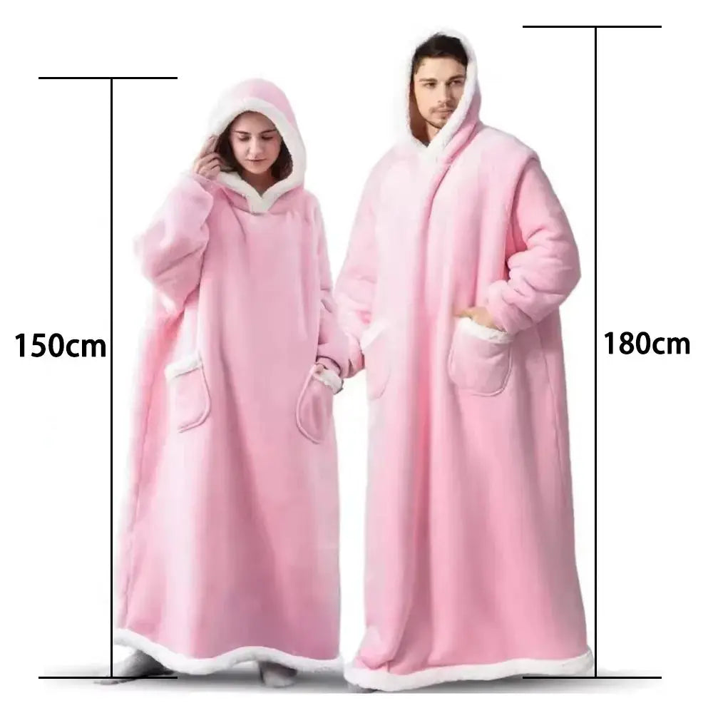 CozyCloud Super Long Wearable Fleece Blanket Hoodie 150cm For Women And Men Cold Proof Winter Comfort