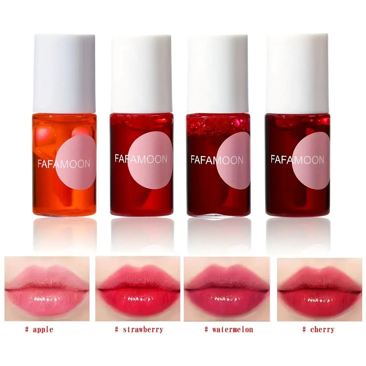FruityGlow Lip Tint Water Gloss 4 Color Set Moisturizing Waterproof Non Sticky High Pigment Long Lasting Color