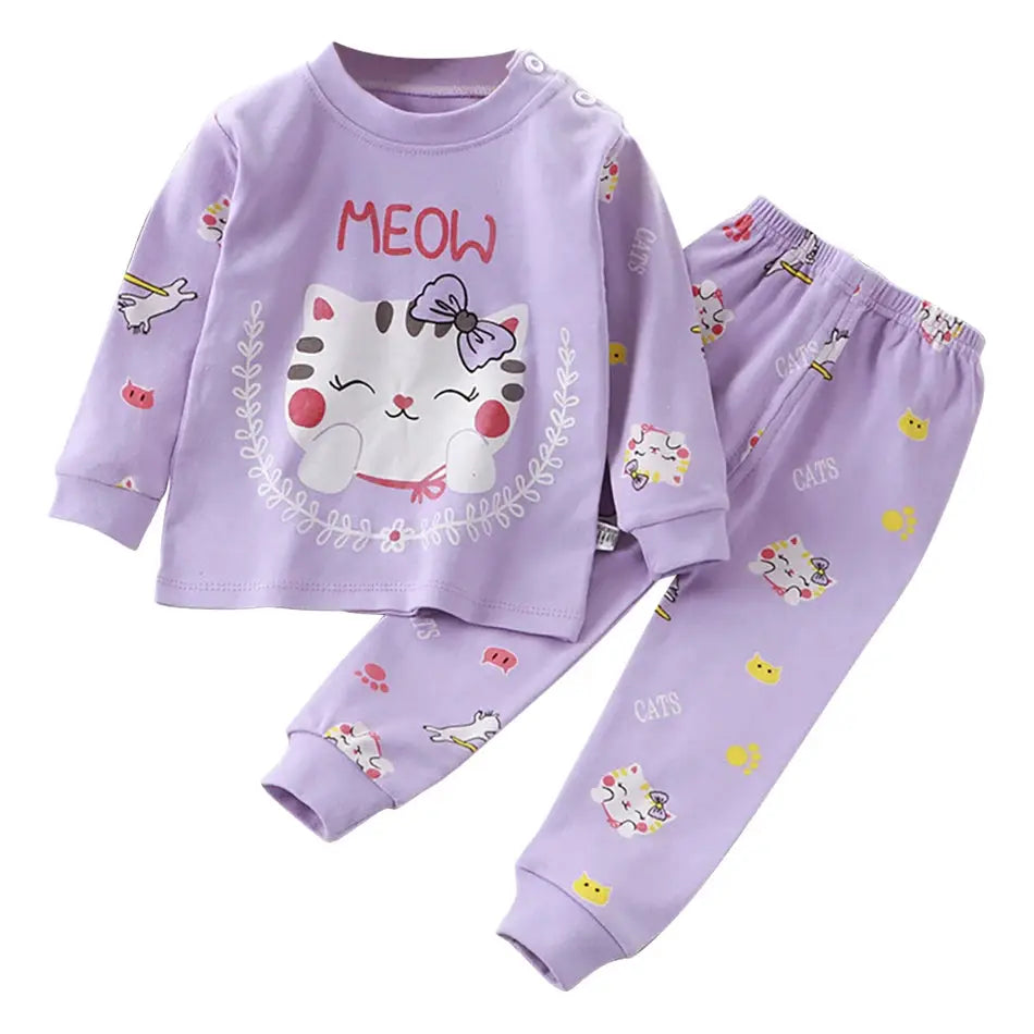 Cartoon Unicorn Kids Sleepwear Unisex Pajama Sets Durable Soft Warm Autumn Clothing Everyday Comfort