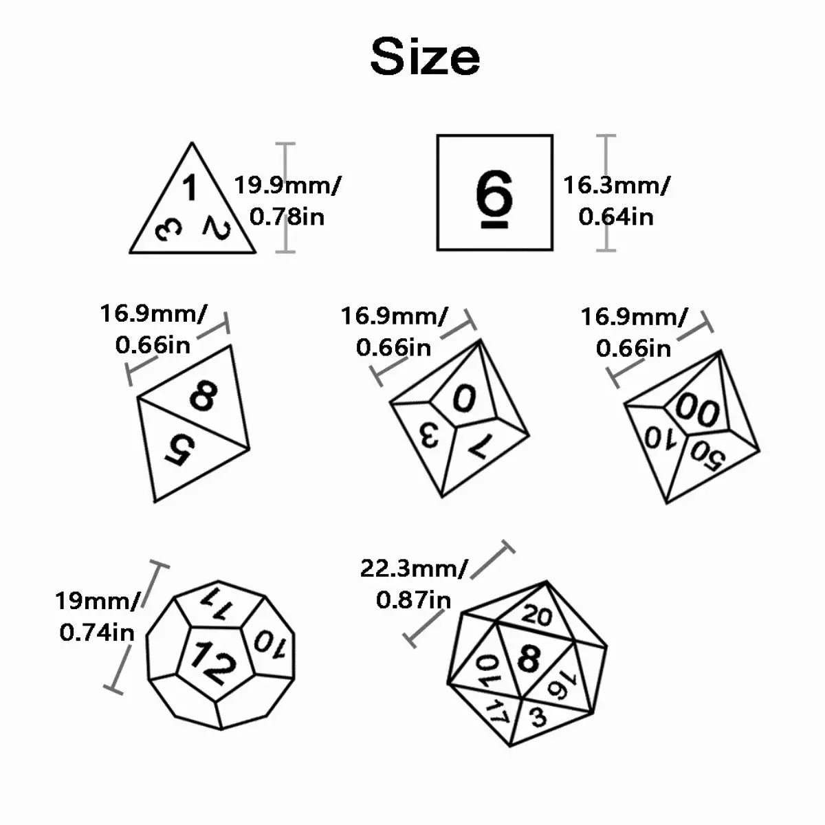 DNDGame Polyhedral Dice Set With Textured Pattern 7 Piece D4 D6 D8 D10 Percentile Die D12 D20 For RPG Tabletop Games