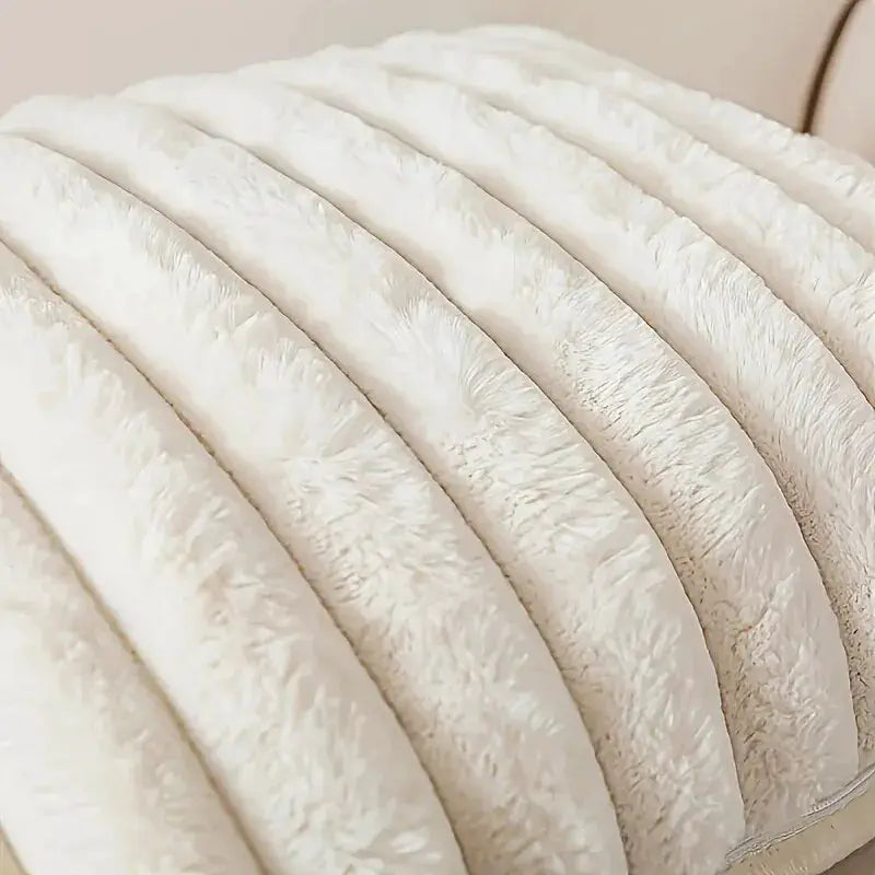 Simples Market stripe corduroy pillow case in cream; soft cushion cover for sofa or bedroom decor