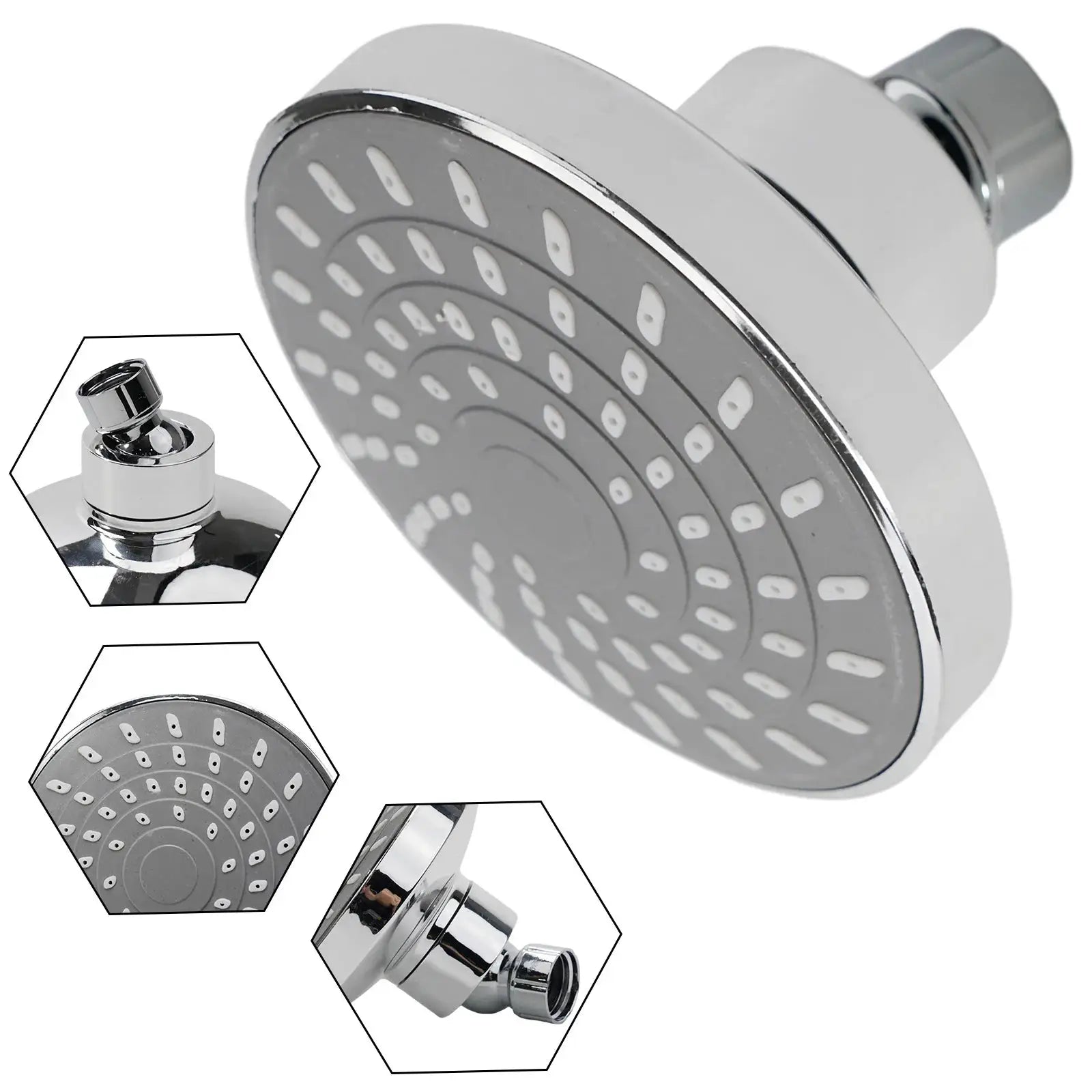 Adjustable shower head sprayer rainfall, wall-mounted, chrome finish; Simples Market.