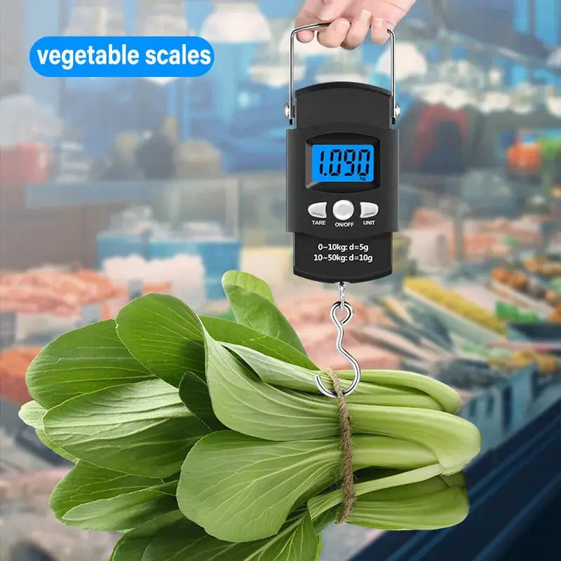 ProScale Portable Electronic Hanging Scale 50kg Capacity With LCD Display 10g Precision And 1m Measuring Tape