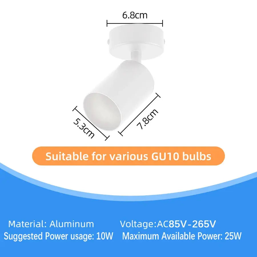 LED ceiling spot lamp by Simples Market; white aluminum fixture with GU10 compatibility