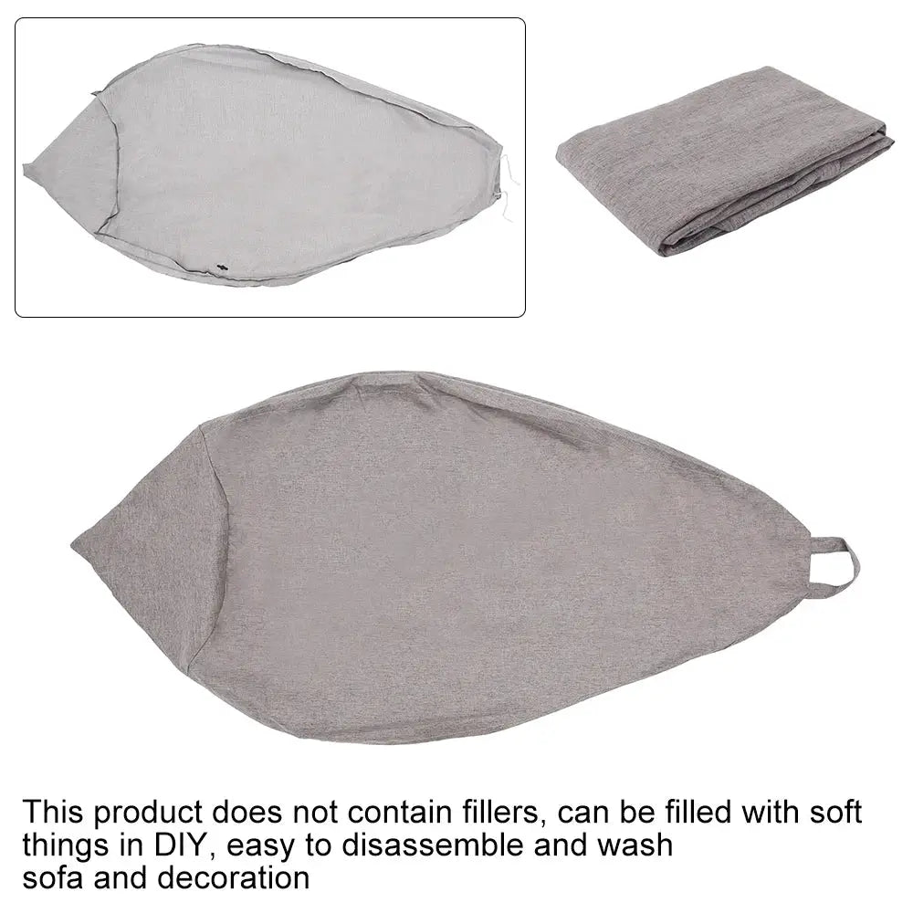 Simples Market grey bean bag cover, large size, no filler; features drawstring closure and carry strap