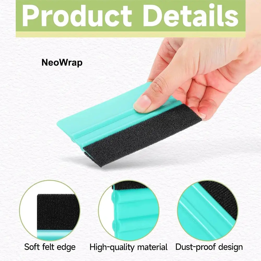 Simples Market felt-edge squeegee, turquoise plastic window tinting tool for vinyl wrap