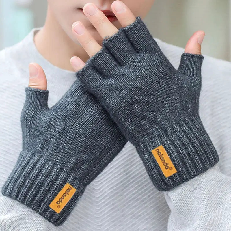 Fashion Winter Autumn Knitted Fingerless Gloves for Men and Women Warm Plush Touchscreen Outdoor Sports
