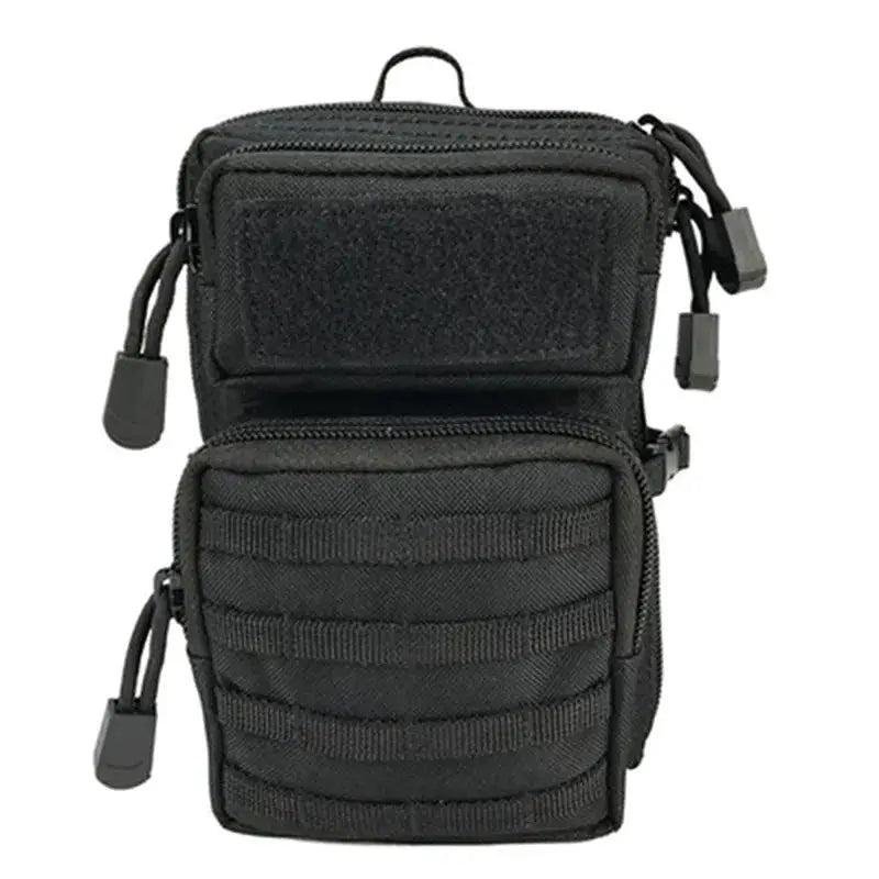Useful Multifunction Tactical Pouch by Simples Market, black MOLLE hip/waist EDC bag with multiple compartments.
