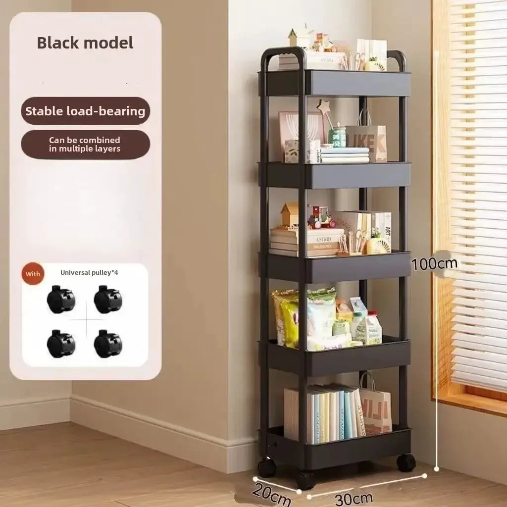 Multifunctional Storage Cart With Open Shelves For Living Room Kitchen And Bedroom Book Display Decor Organizer