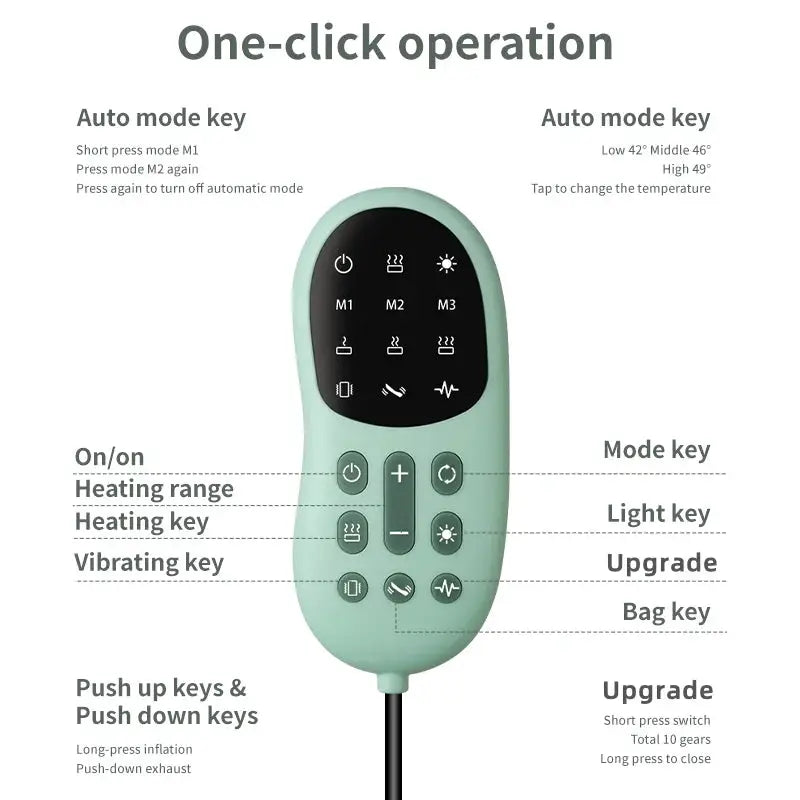 Waist massage device by Simples Market, mint green with a black control panel and multiple buttons for ease.