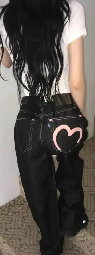 Y2K Wide Leg Denim Jeans Women Baggy Grunge Harajuku Punk Winter