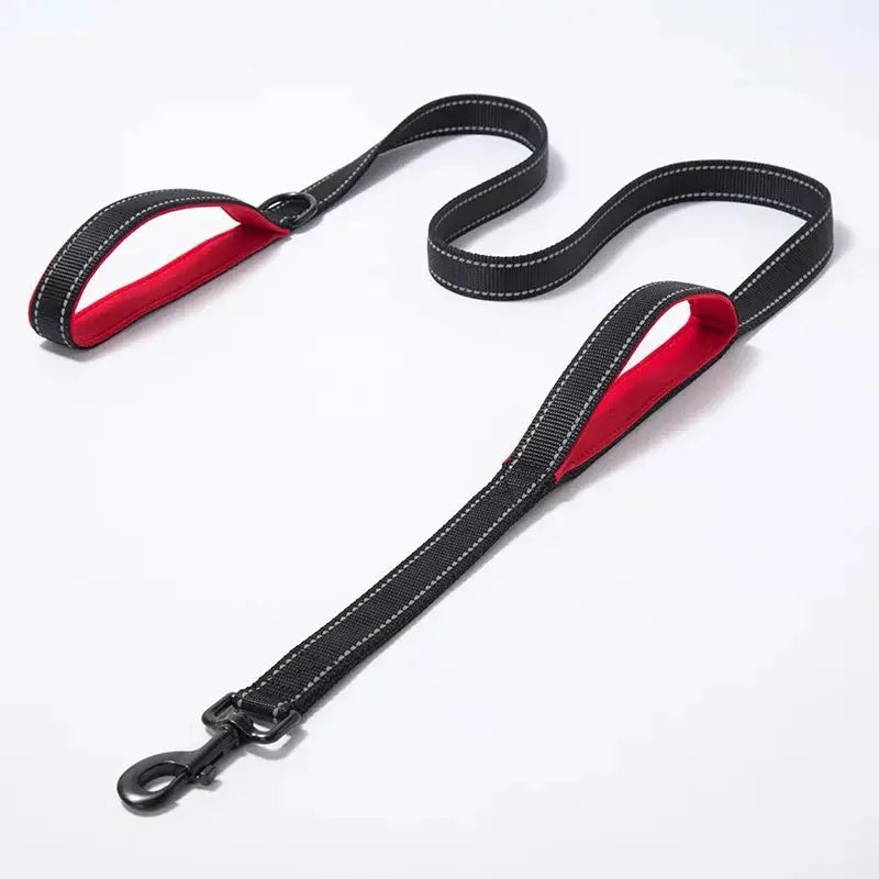 Heavy Duty Double Handle Dog Leash For Outdoor Travel And Training With Enhanced Control And Safety