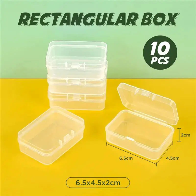 10 Piece Set of Translucent Clear PP Plastic Storage Boxes Rectangular Dustproof Jewelry Case Container