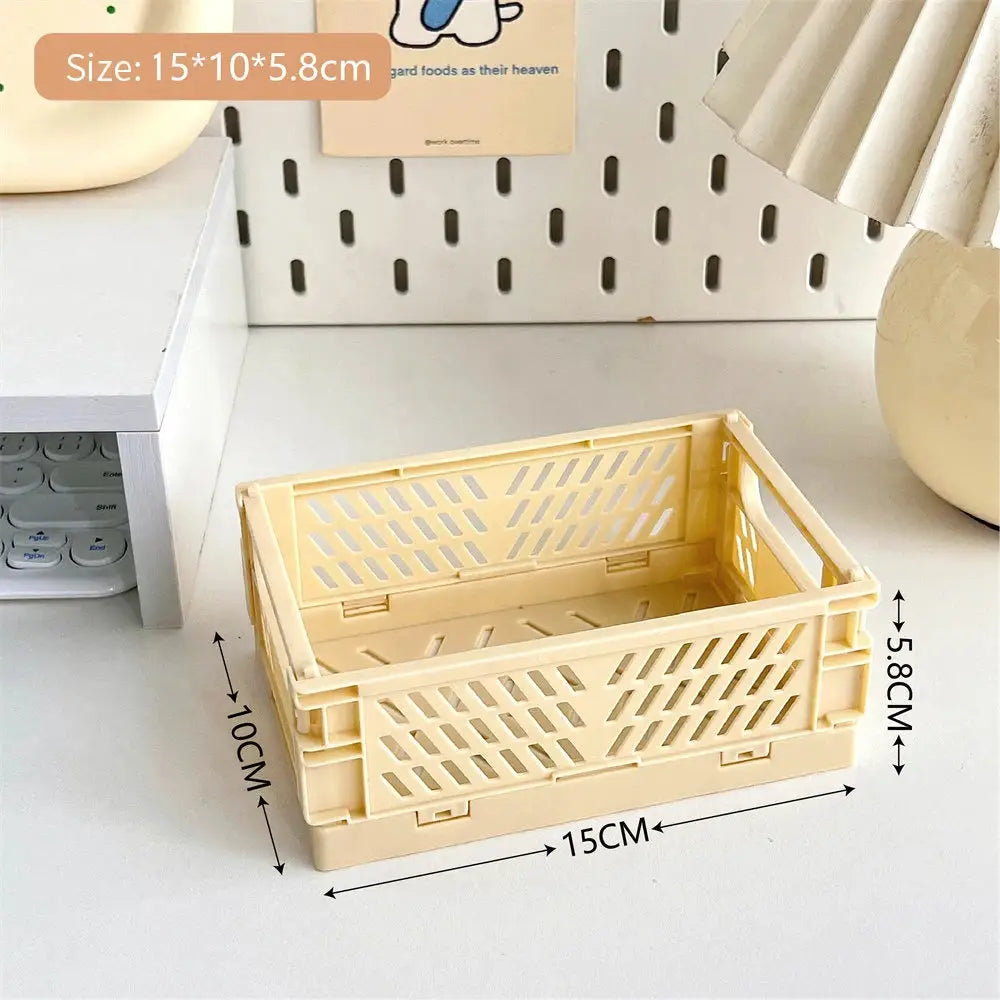Collapsible Plastic Folding Storage Box Basket Desk Organizer For Home School Office Cosmetic And Accessories