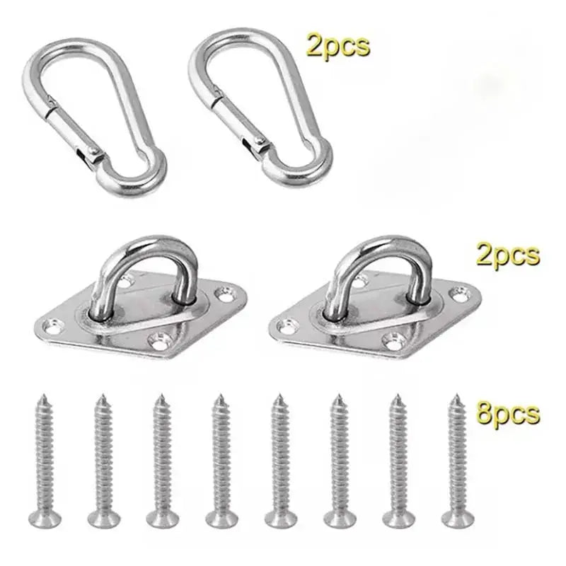 Two Pack Heavy Duty Wall and Ceiling Mount Hooks Stainless Steel Swing Chair Brackets with Eye Plate