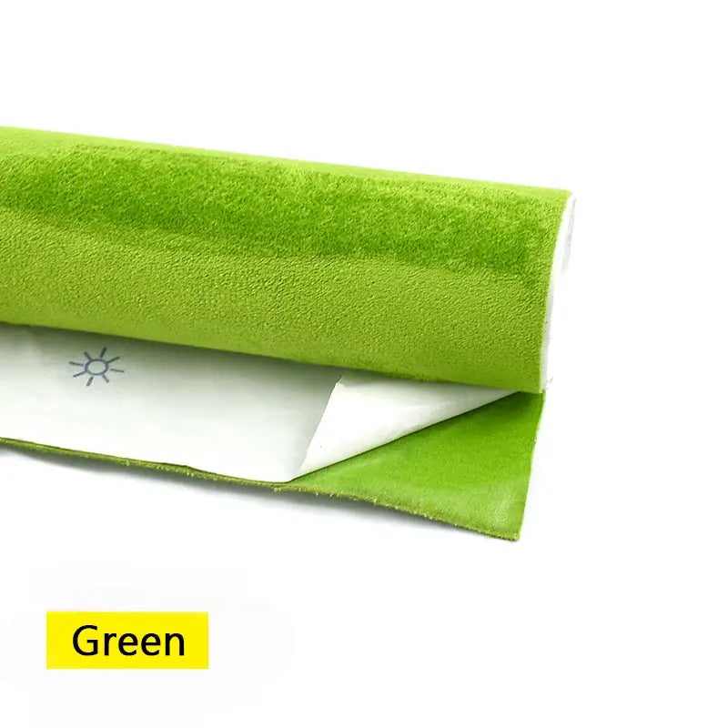 Green self-adhesive suede fabric roll for car interiors and DIY trims