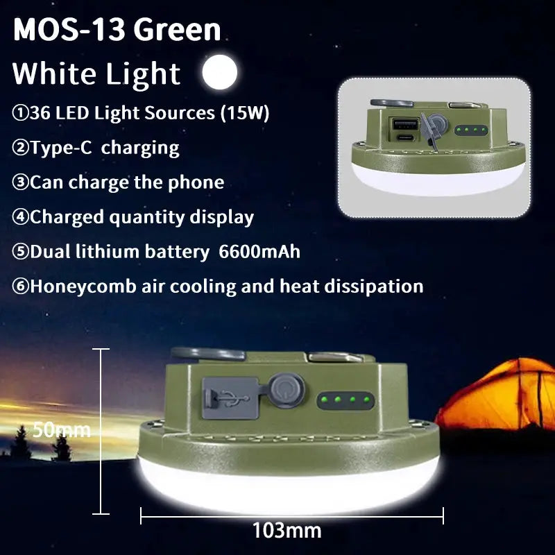 Moslighting 9900mAh Rechargeable Camping Lantern With Magnetic Base Portable Led Light For Outdoor Camping