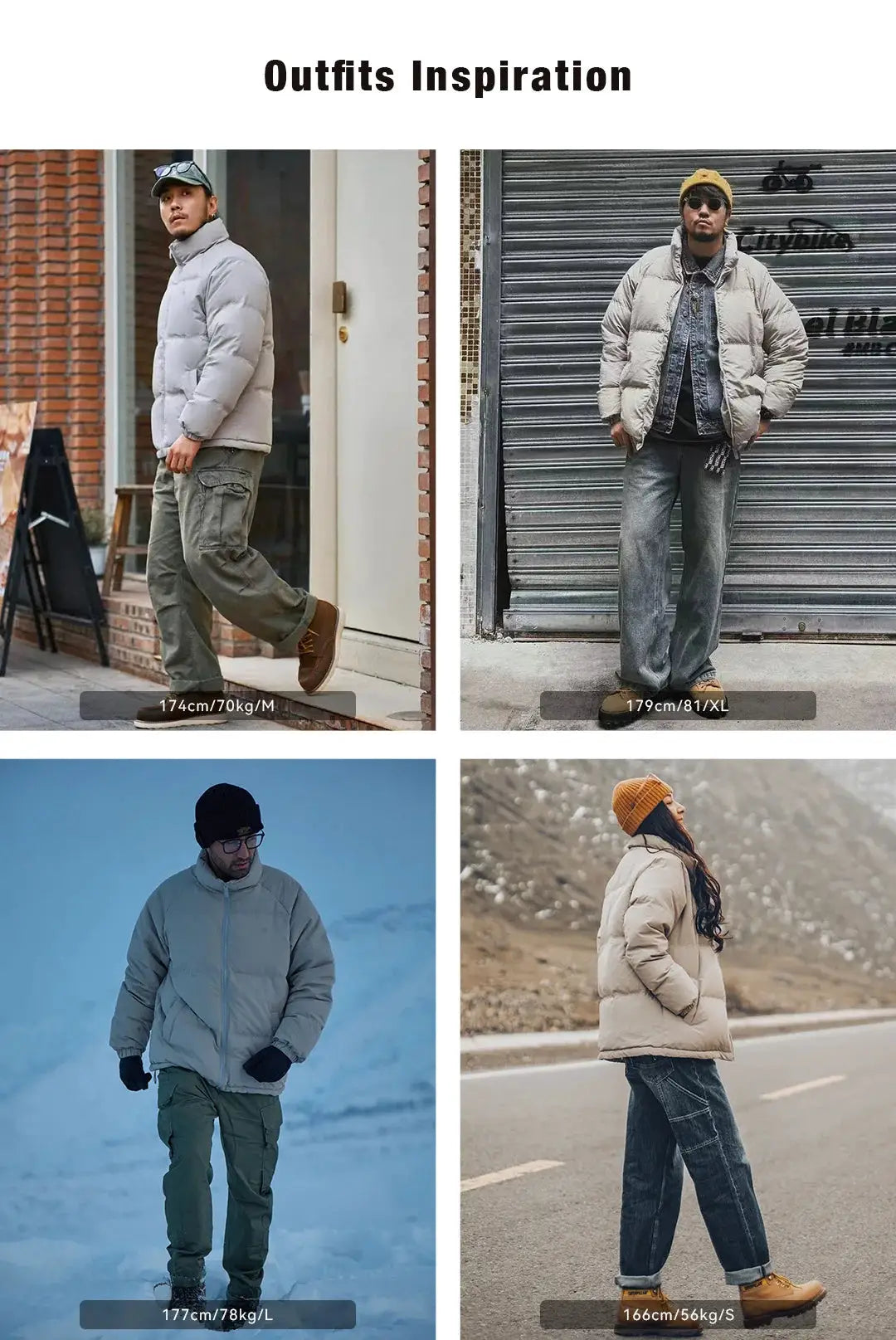 Simples Market Maden men's winter down jacket set - 4 outfits, white duck-down filling, waterproof, stand-up collar