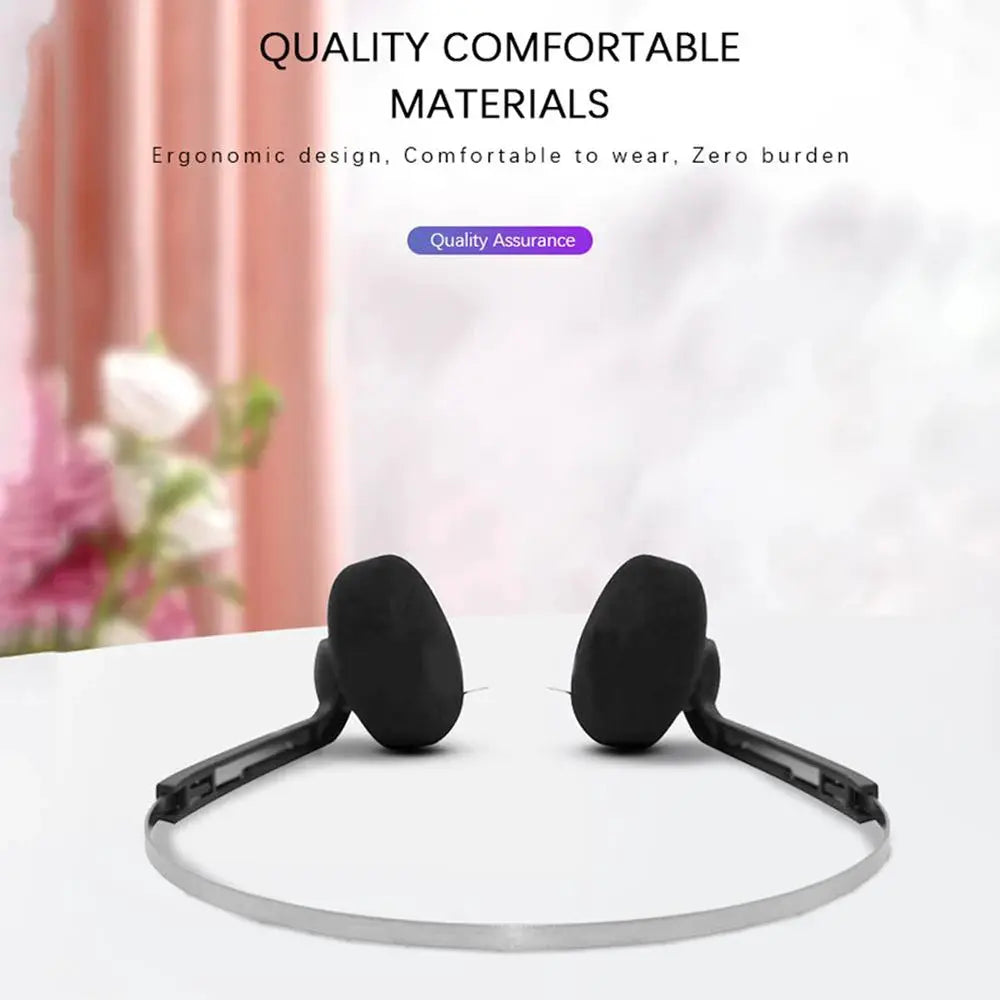 New on-ear wired stereo headphones in black with cushioned ear pads and slim metal headband.