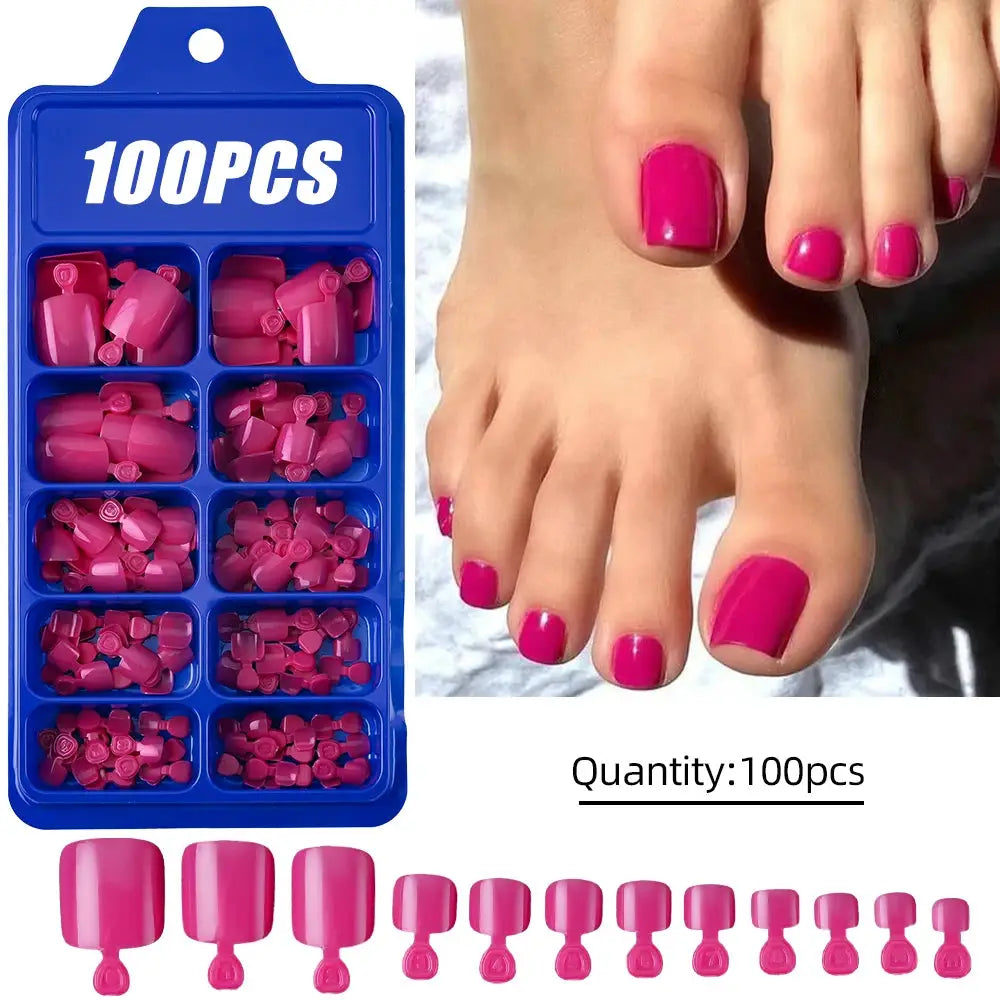 Nailuxe Light Pink Press On Nails Short To Medium Square Full Cover Tips 100 Piece Set For Hands And Feet
