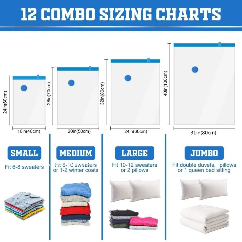 Thickened Vacuum Bags for Quilts and Clothes Storage Transparent